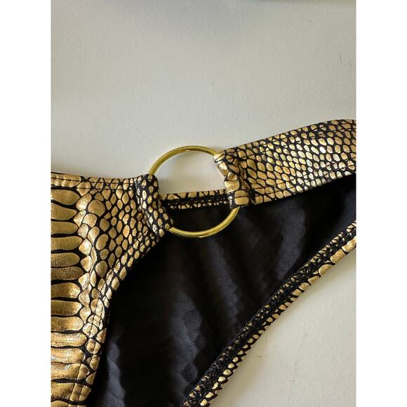 Sexy Faux Snake pattern Gold Bathing Swim Suit Med - Picture 3 of 4